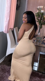 Side Action Maxi Dress (Nude)