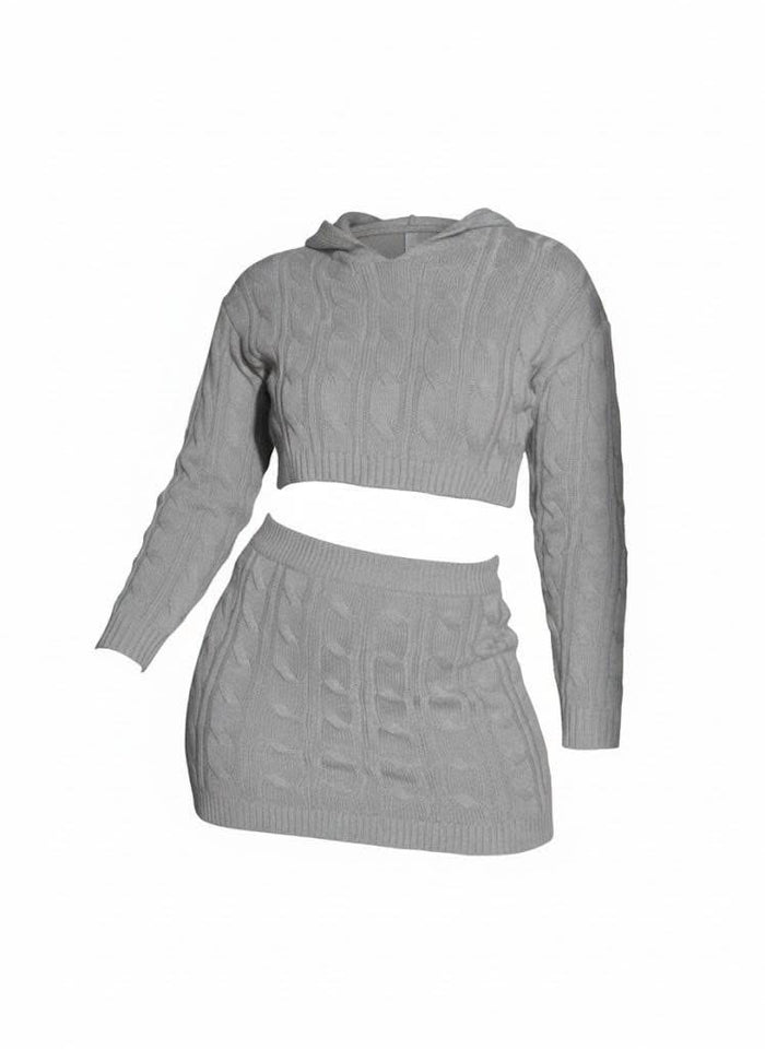 Cool Breeze | Cable Knit Mini Skirt Set