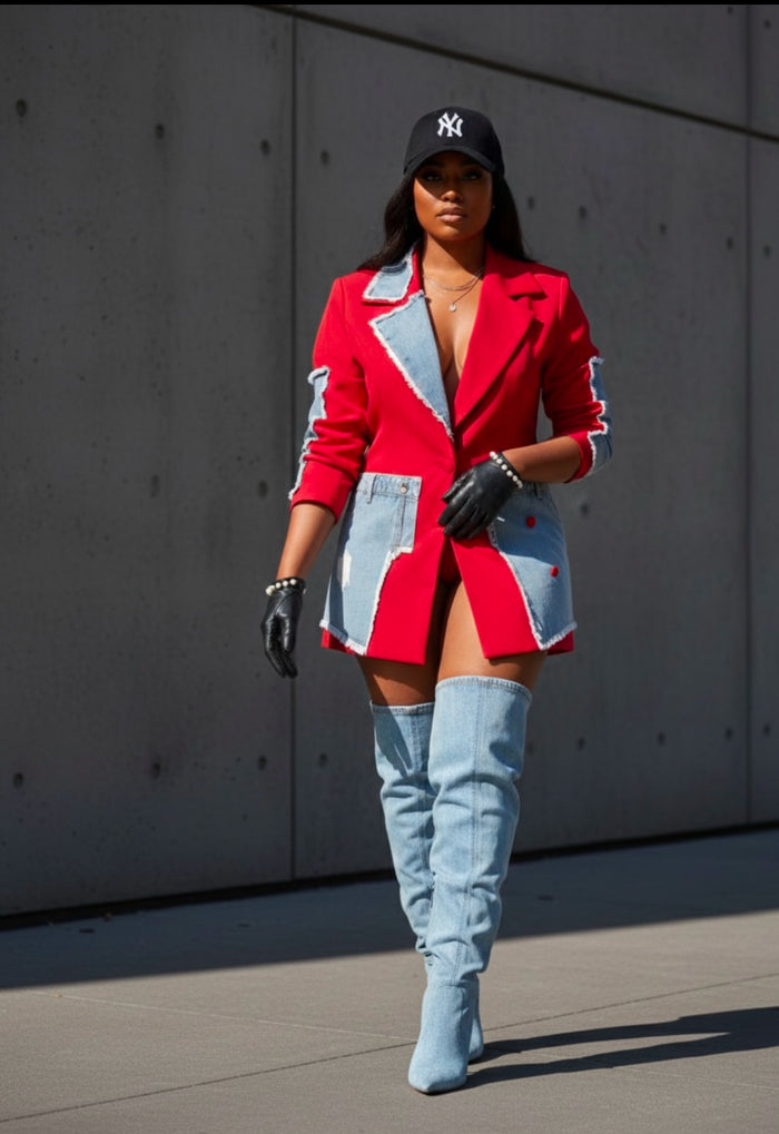 Alluring Denim Mix Blazer