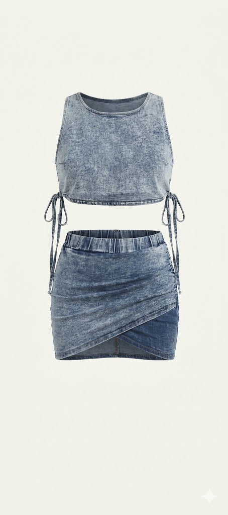 Queen Von Denim Skirt Set