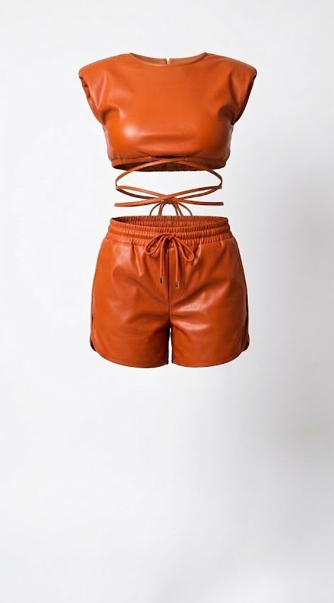 PJ Vegan Leather Top (Clay)