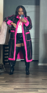 Standing On Business | Fur Shearling Trench (Pink)