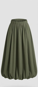 Olivia | Olive Bubble Hem Maxi Skirt