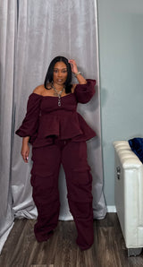 Bougie Queen | Peplum Cargo Pants Set II