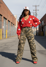 Rose Cable Knit Cardigan