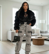 Grace Washed Denim Cargo Jeans