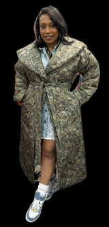 Camo Puffer Trench Coat