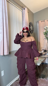 Bougie Queen | Peplum Cargo Pants Set II