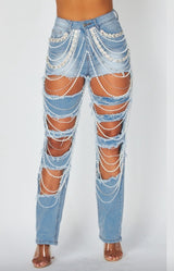 Shut Em' Down Pearl Embellished Jeans II