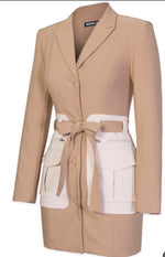 Khaki Blazer Dress