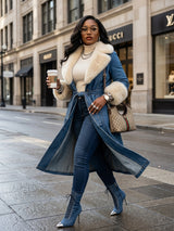 Penny Denim/Fur Trench Coat