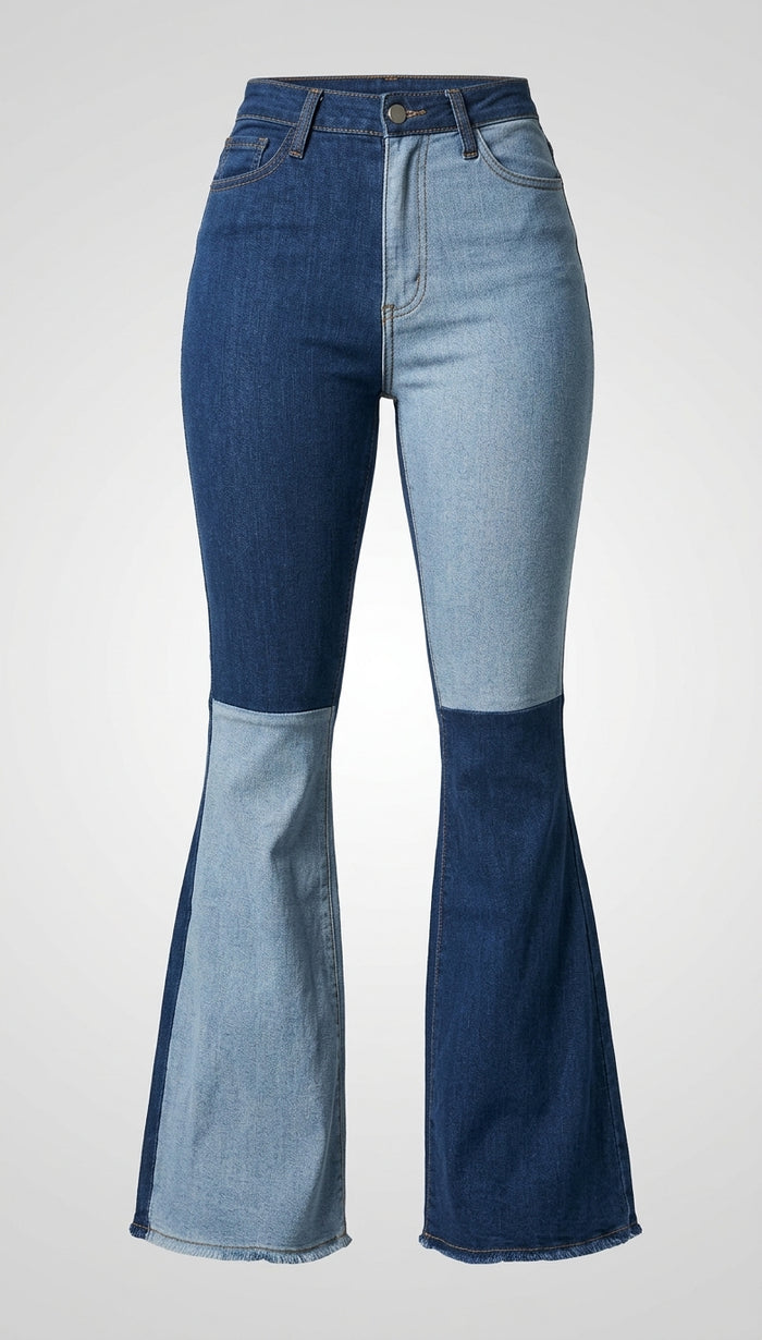 Denim Patchwork Wide Leg Jean