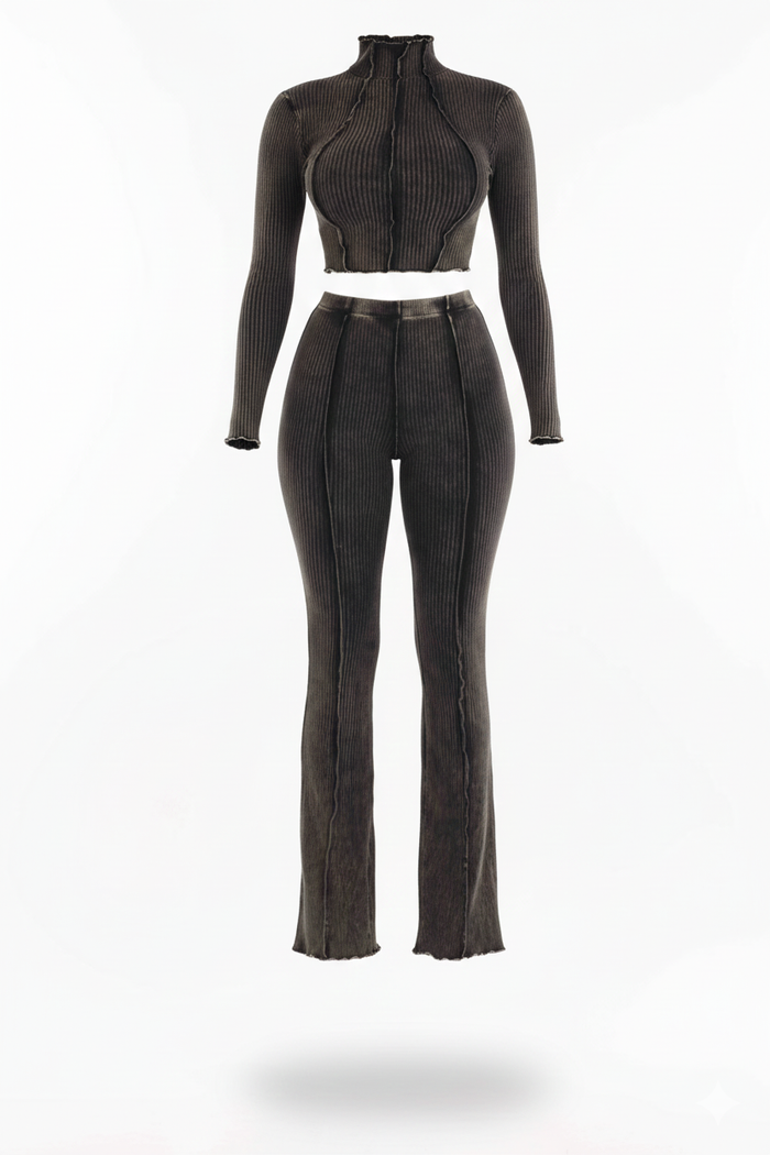 Yogi Ribbed 2pc Set (Black)