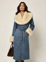 Penny Denim/Fur Trench Coat