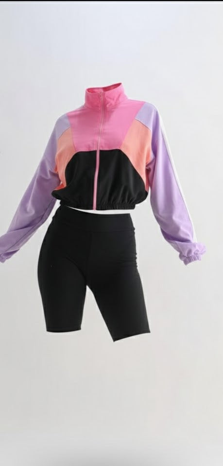 Sporty Queen Zip Up Set (Purple)