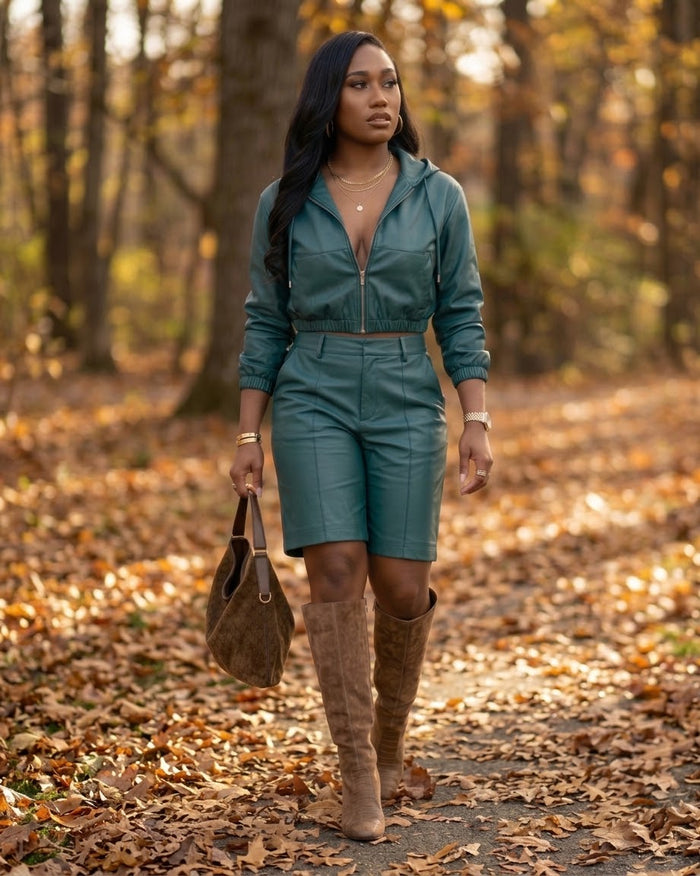 Legacy Leather Bermuda Set (Teal)