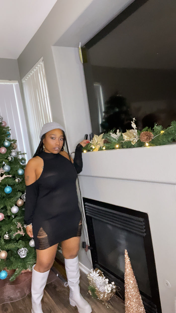 Nite Nite |Black Distressed Sweater/Dress Nite Nite |Black Distressed Sweater/Dress