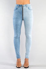 Zipped Up Denim Skinny Jeans